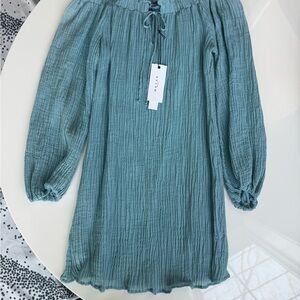 NWT Crinkled Teal Long Sleeve Tunic Dress